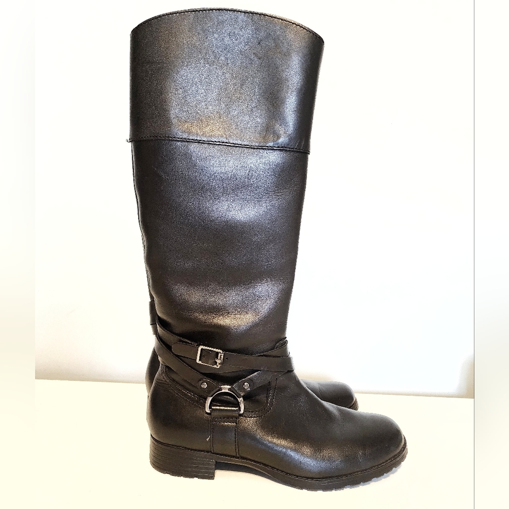 Lauren Ralph Lauren Tall Black Leather Savion Riding Boots Zip Closure 6.5 - Picture 7 of 14